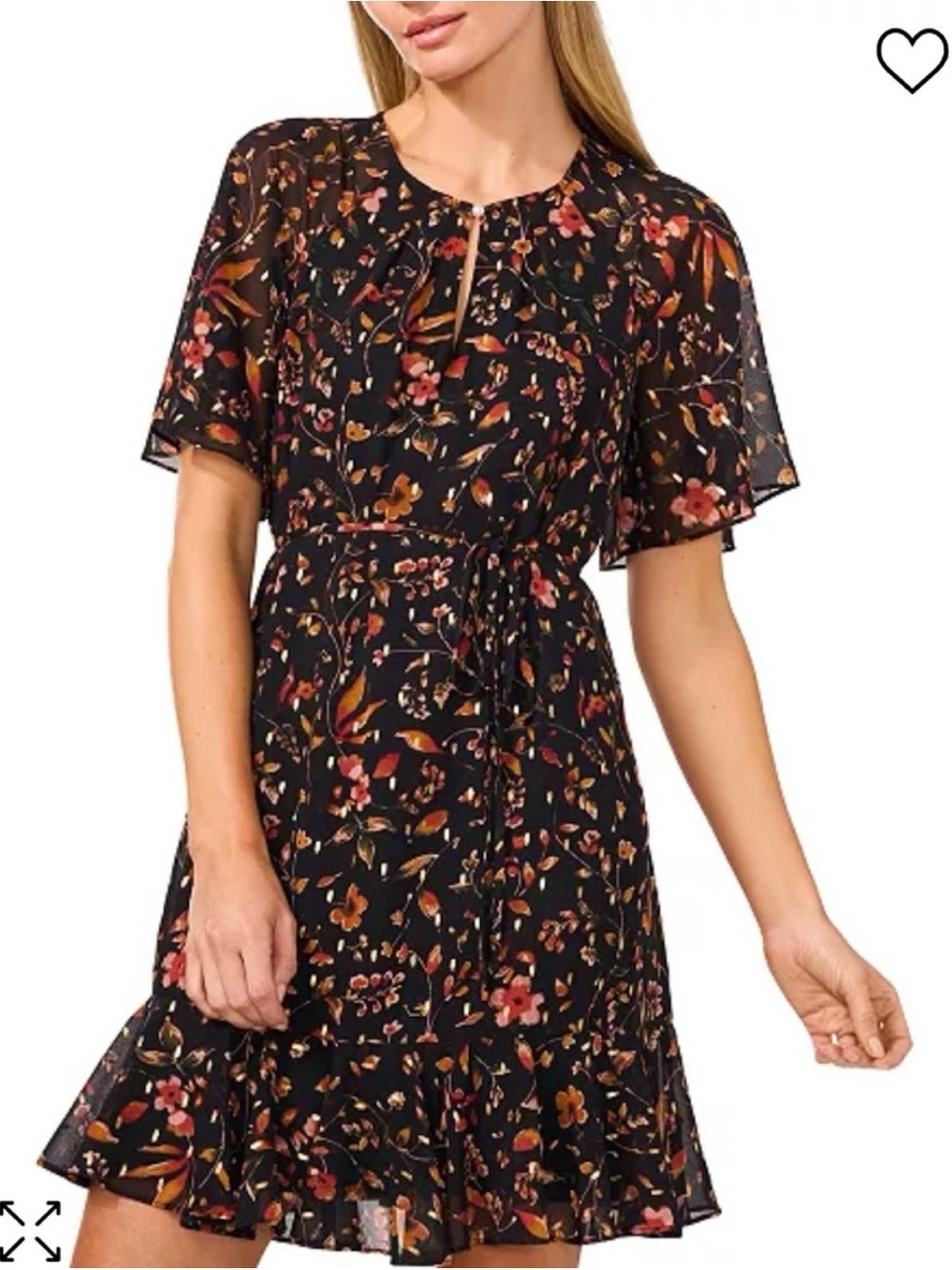 CeCe Flutter Sleeve Tie waist Dress- Size L